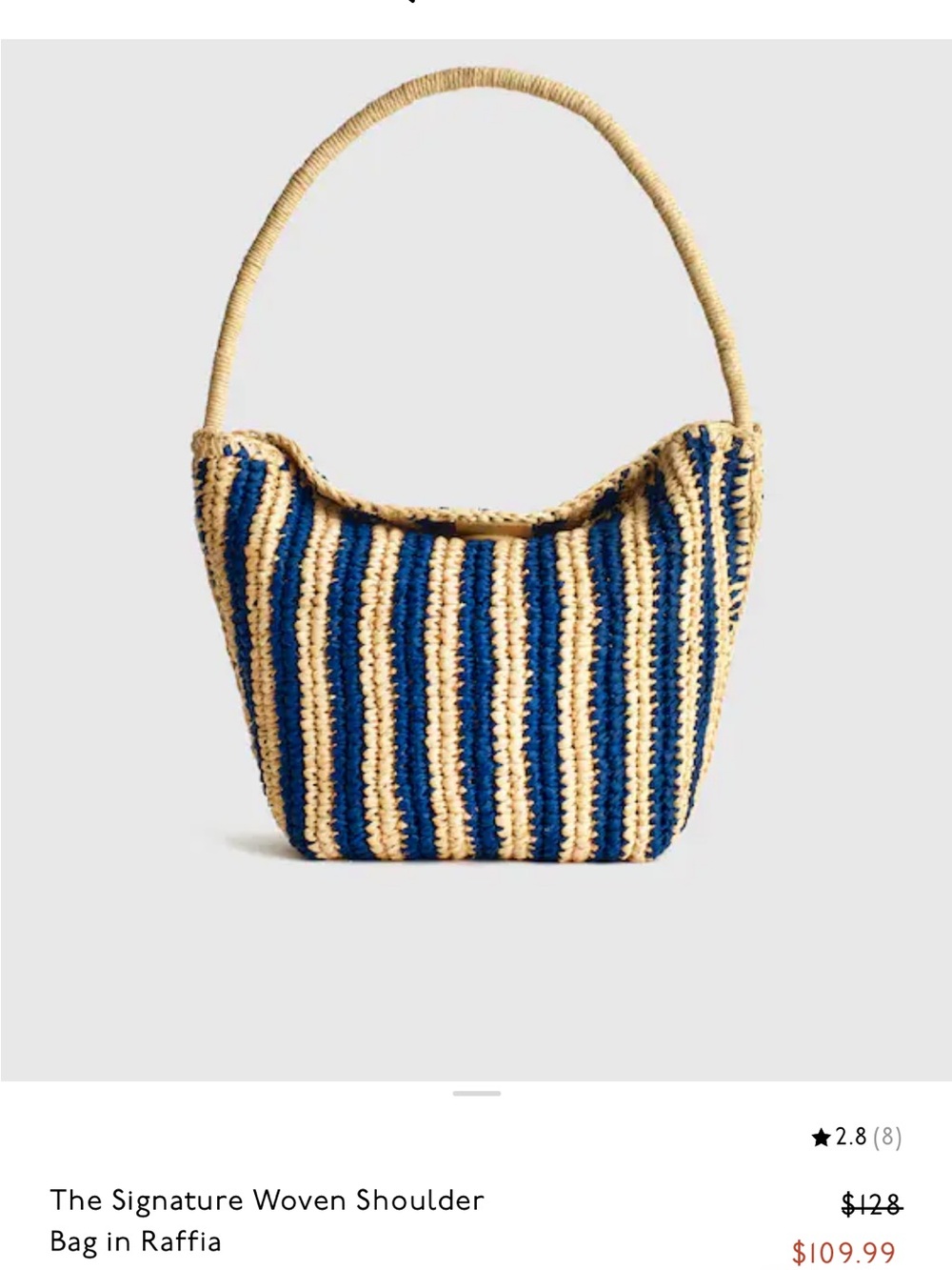 Madewell Striped Raffia Shoulder Bag in Blue and Natural